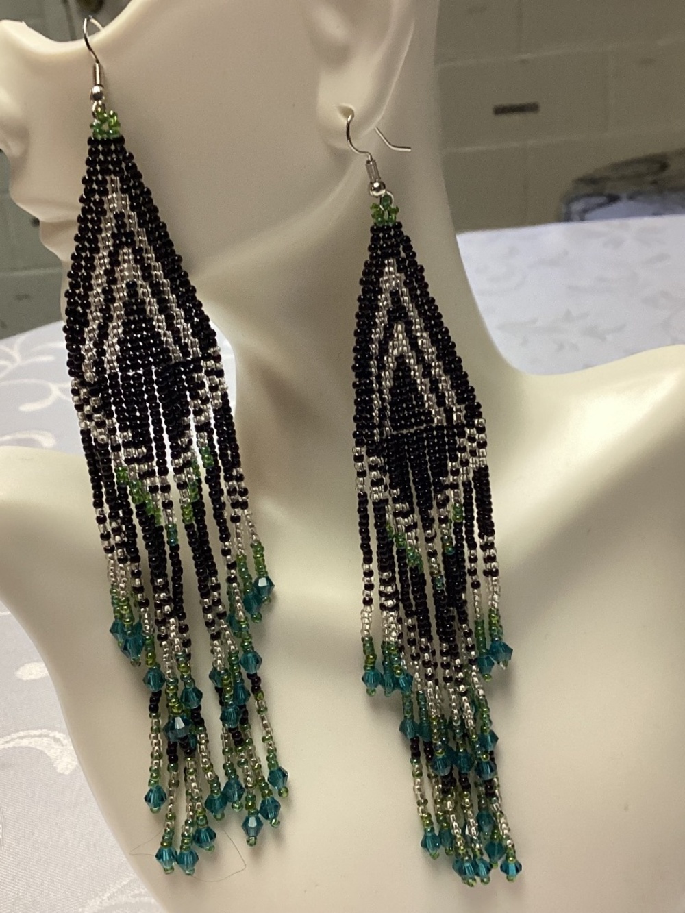 Boho Beaded Fringe Earrings Handmade Boheme Jewelry